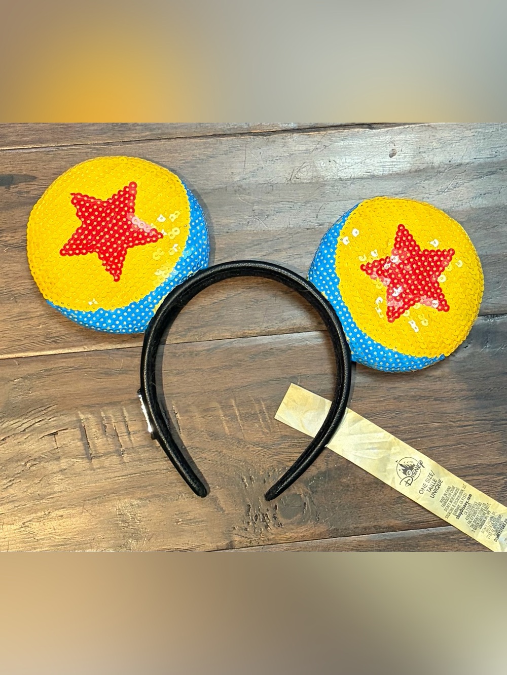 Disney Parks Pixar Luxo Ball Sequin Mickey Mouse Ears Headband Yellow Blue Red